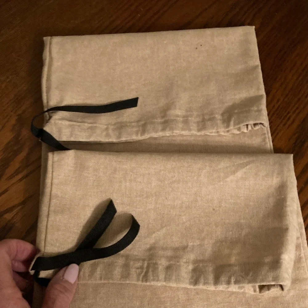 Gucci EUC Cotton Blend Logo Drawstring Dustbag pair.  17” L x 8-1/2” W - Picture 3 of 4